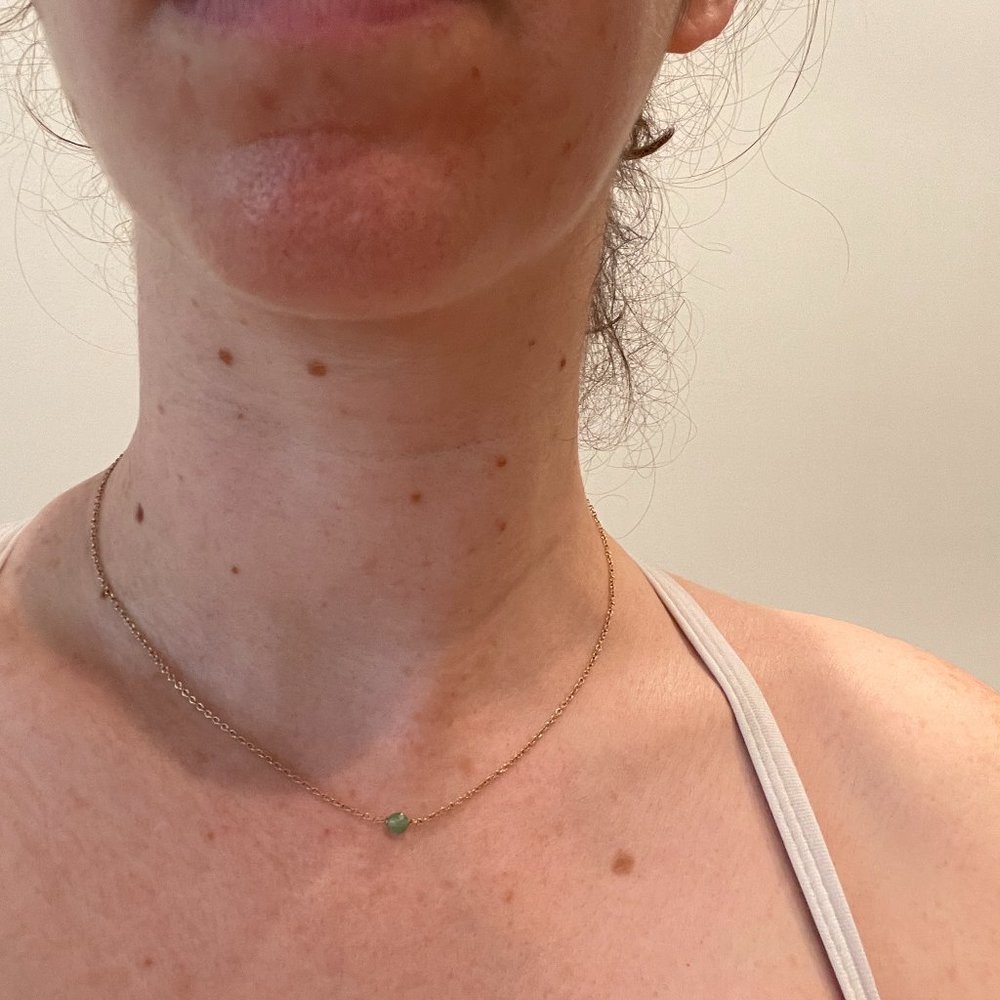 Green Gemstone Chocker Necklace on Gold Plated Chain